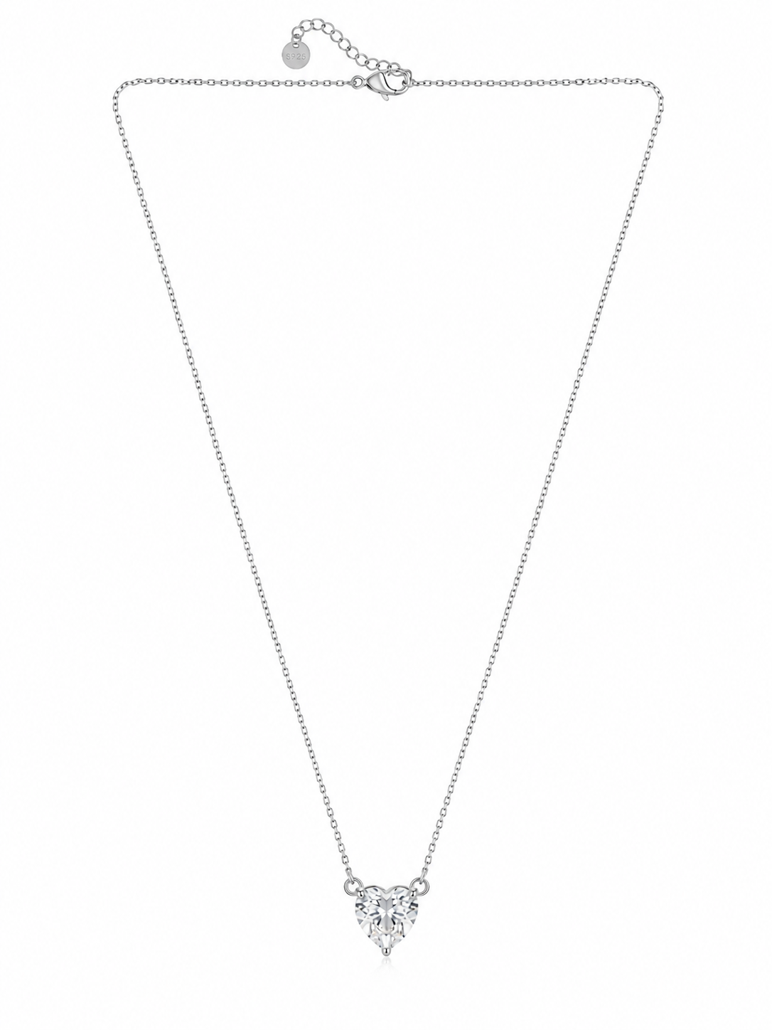 ELYSIA Heart Necklace ατσάλινο κολιέ με heart-cut ζιργκόν σε ασημί χρώμα με minimal elegant αισθητική, σε λευκό φόντο, so cute by dimi