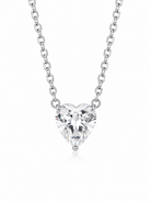ELYSIA Heart Necklace ατσάλινο κολιέ με heart-cut ζιργκόν σε ασημί χρώμα με minimal elegant αισθητική, κοντινή λήψη στο μοτίφ, σε λευκό φόντο, so cute by dimi