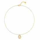 ÉLORÉA Drop Necklace ατσάλινο κολιέ με pear-cut ζιργκόν και pavé λεπτομέρειες σε χρυσό χρώμα με elegant luxury αισθητική, σε λευκό φόντο