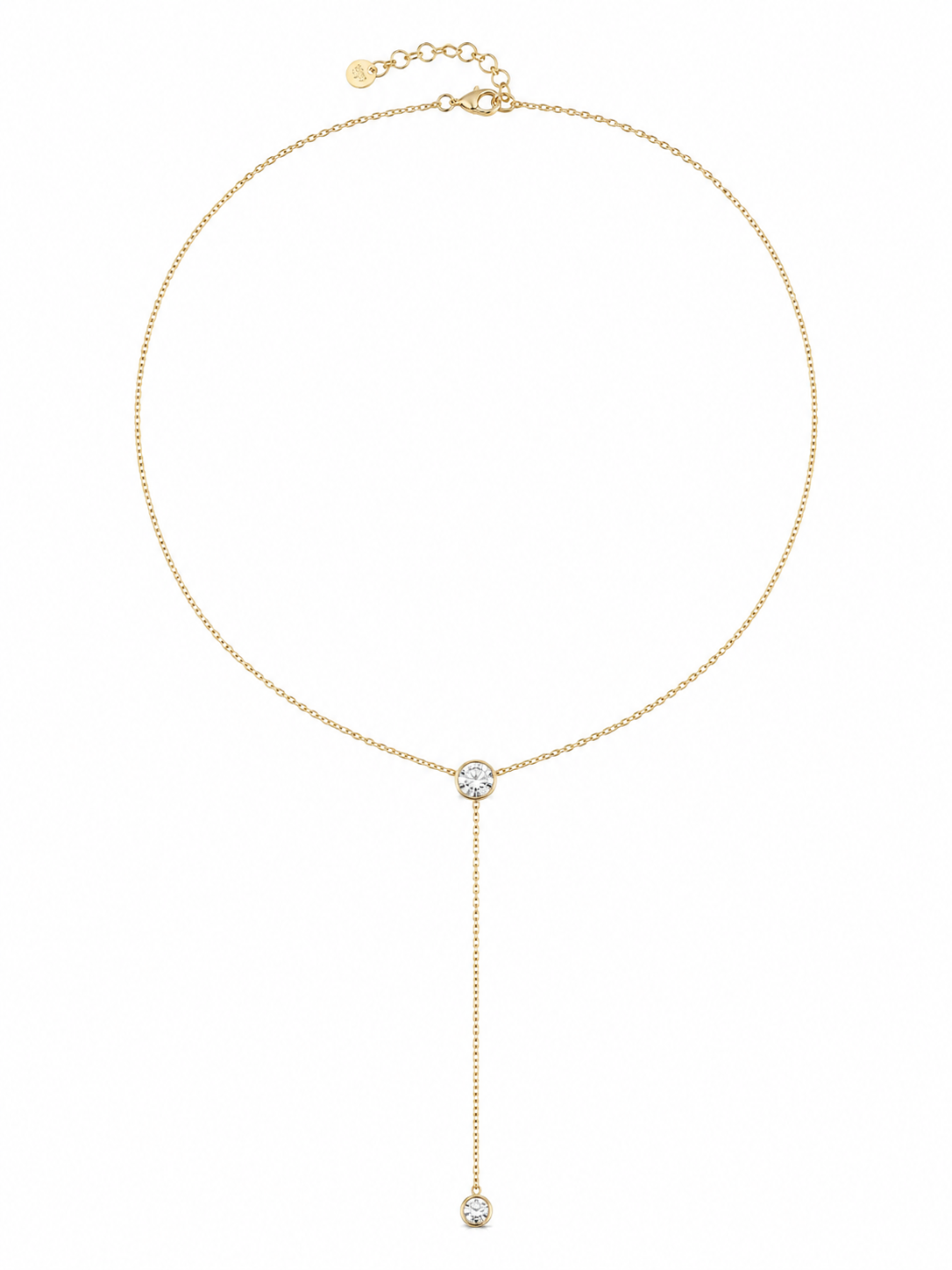 Ariana Y Necklace χρυσό ατσάλινο κολιέ Υ με δύο στρογγυλά ζιργκόν και κρεμαστή αλυσίδα 8 εκ.