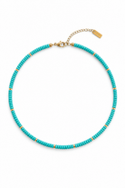 Milos Necklace με τυρκουάζ χάντρες και χρυσές λεπτομέρειες από ανοξείδωτο ατσάλι So Cute by Dimi.