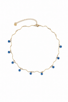 Wave Crystal Choker από ανοξείδωτο ατσάλι με κυματιστό σχέδιο και κρεμαστά μπλε κρυσταλλάκια, So Cute by Dimi