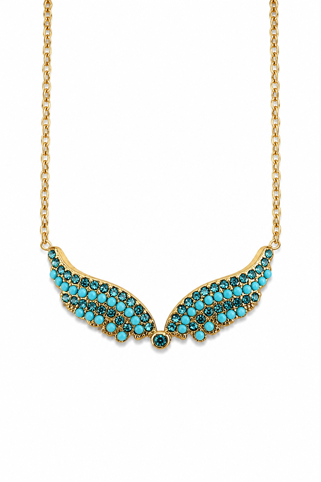 Alcyone Wings Small Necklace με τυρκουάζ ζιργκόν σε χρυσό ή ασημί ατσάλι από τη So Cute by Dimi.