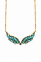 Alcyone Wings Small Necklace με τυρκουάζ ζιργκόν σε χρυσό ή ασημί ατσάλι από τη So Cute by Dimi.