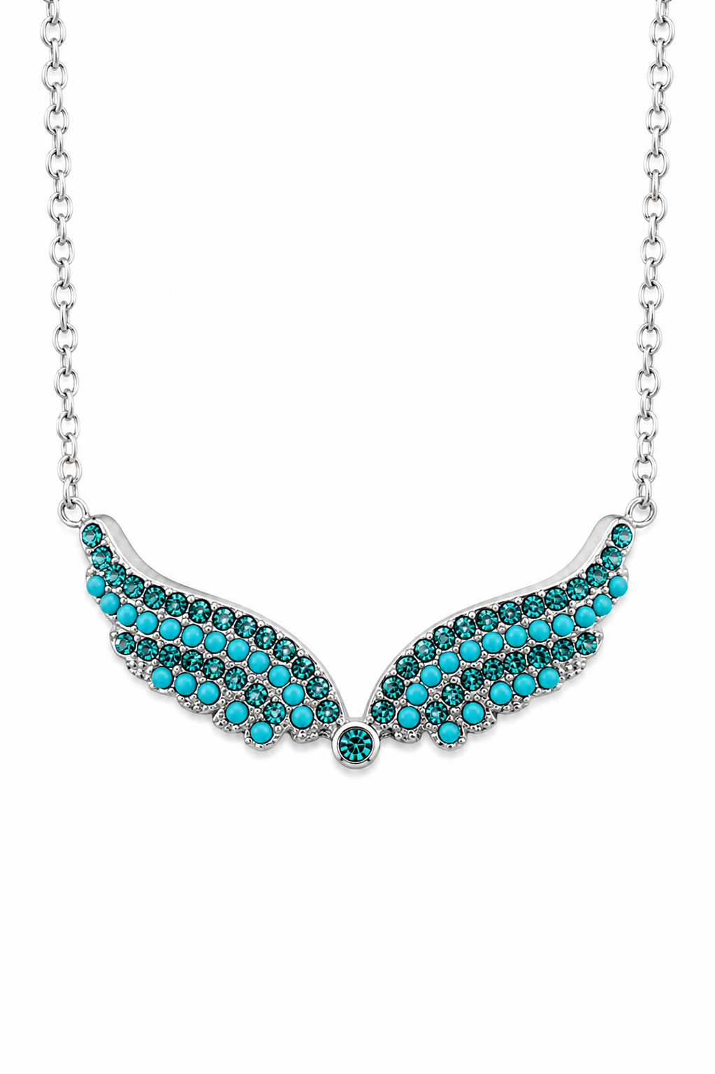 Alcyone Wings Small Necklace με τυρκουάζ ζιργκόν σε χρυσό ή ασημί ατσάλι από τη So Cute by Dimi.
