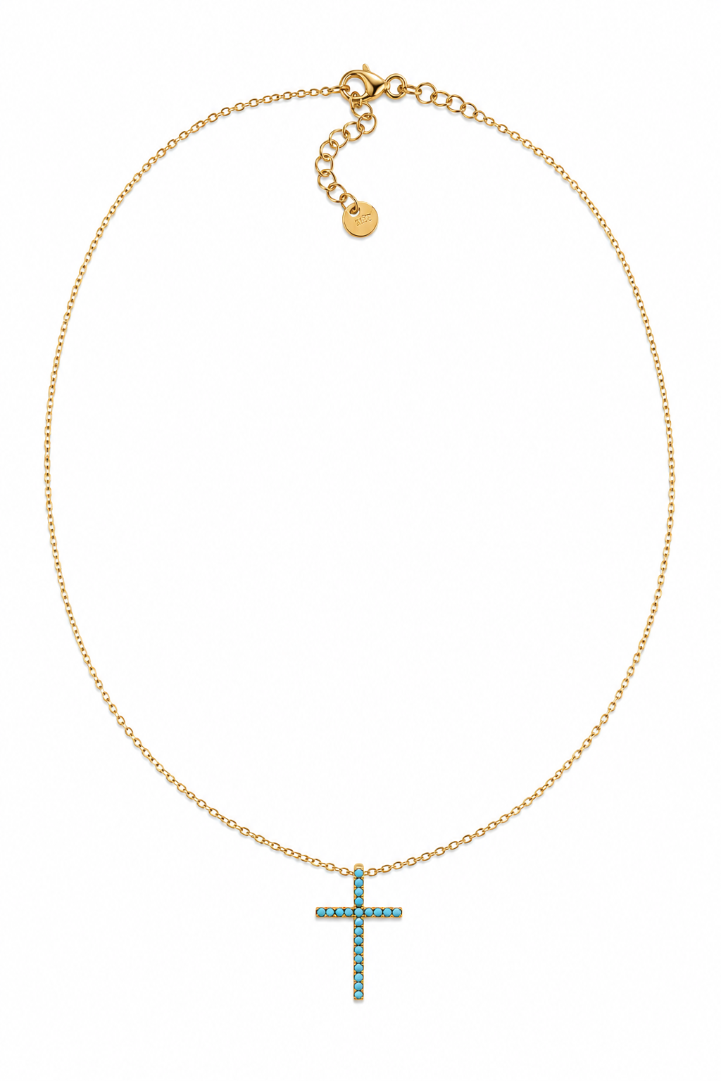 Ocean Cross Necklace με τιρκουάζ ζιργκόν σε χρυσή και ασημί απόχρωση από τη So Cute by Dimi.