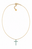 Ocean Cross Necklace με τιρκουάζ ζιργκόν σε χρυσή και ασημί απόχρωση από τη So Cute by Dimi.