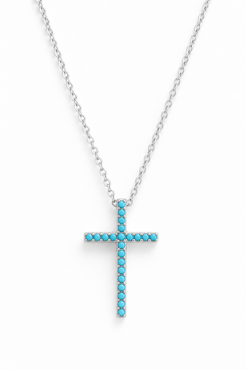 Ocean Cross Necklace με τιρκουάζ ζιργκόν σε χρυσή και ασημί απόχρωση από τη So Cute by Dimi.