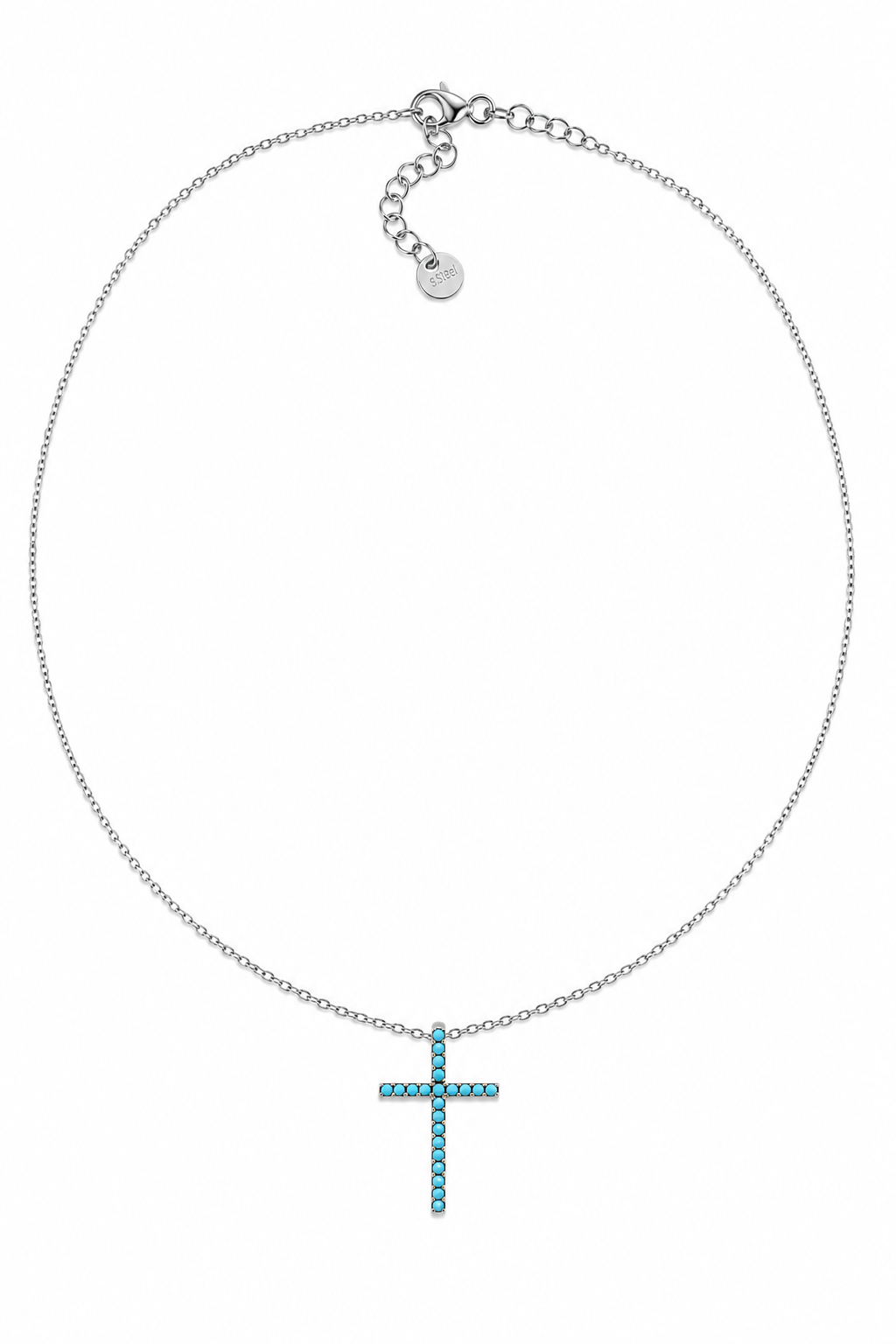 Ocean Cross Necklace με τιρκουάζ ζιργκόν σε χρυσή και ασημί απόχρωση από τη So Cute by Dimi.