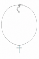 Ocean Cross Necklace με τιρκουάζ ζιργκόν σε χρυσή και ασημί απόχρωση από τη So Cute by Dimi.