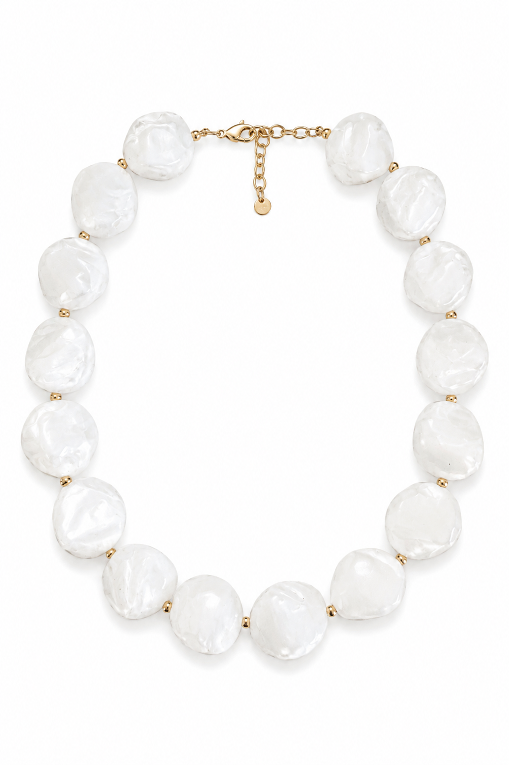 So Cute By Dimi Azure Pebble Necklace με chunky λευκές χάντρες 25mm και χρυσό ατσάλινο κούμπωμα, καλοκαιρινό statement κολιέ