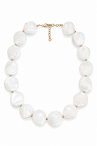 So Cute By Dimi Azure Pebble Necklace με chunky λευκές χάντρες 25mm και χρυσό ατσάλινο κούμπωμα, καλοκαιρινό statement κολιέ