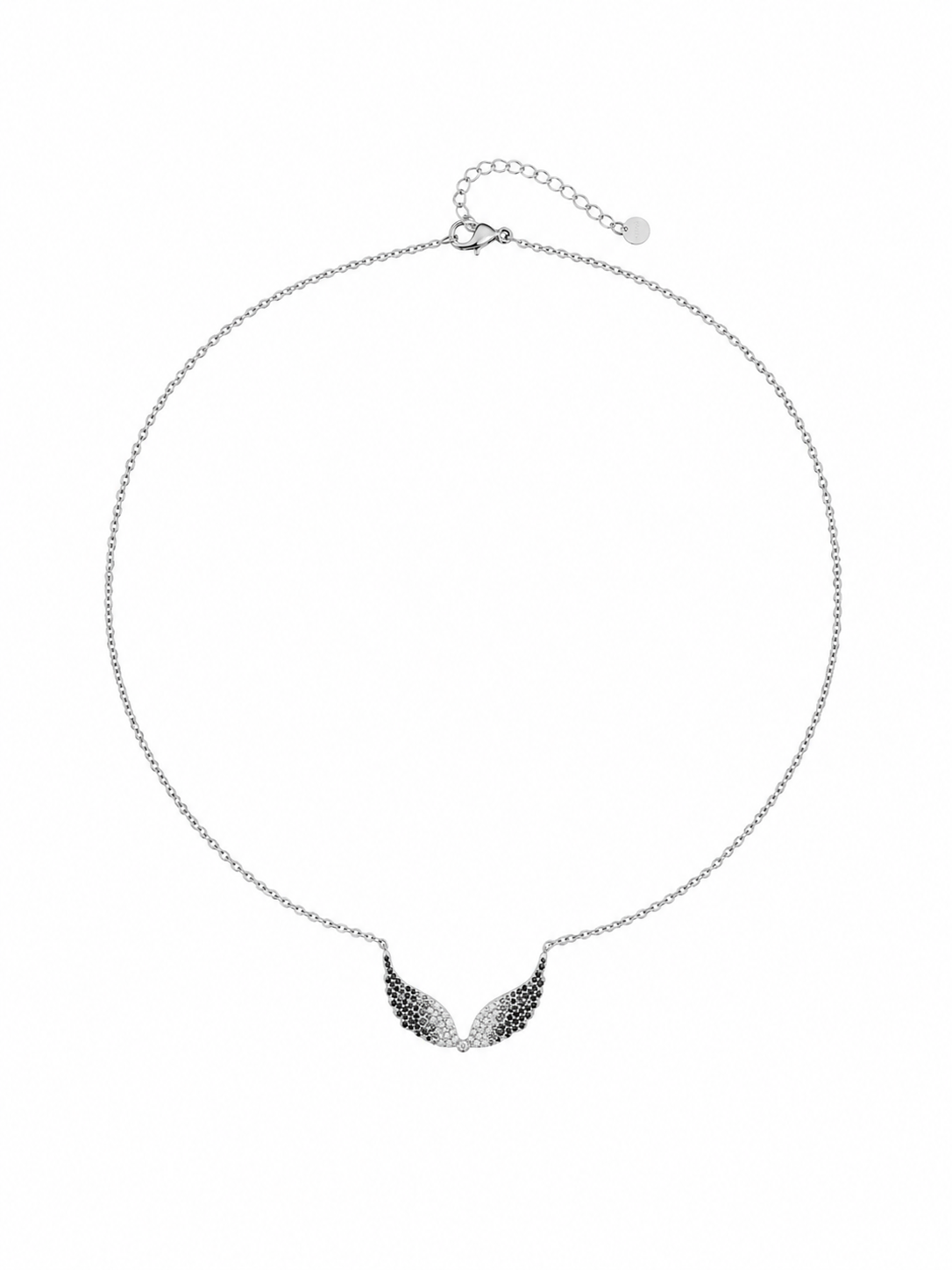 Alis Necklace ατσάλινο κολιέ με φτερά αγγέλου και τρίχρωμα ζιργκόν σε ι ασημί χρώμα