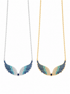 Alis Necklace ατσάλινο κολιέ με φτερά αγγέλου και τρίχρωμα ζιργκόν σε χρυσό και ασημί χρώμα
