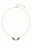 Alis Necklace ατσάλινο κολιέ με φτερά αγγέλου και τρίχρωμα ζιργκόν σε χρυσό χρώμα