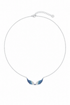 Alis Necklace ατσάλινο κολιέ με φτερά αγγέλου και τρίχρωμα ζιργκόν σε ασημί χρώμα