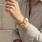 Charm Story Bracelet ατσάλινο βραχιόλι με charms καρδιά πέρλες So Cute by Dimi