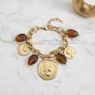 Honey Coin Bracelet ατσάλινο βραχιόλι με κρεμαστές λίρες και χάντρες ταρταρούγα σε χρυσό τόνο So Cute by Dimi