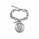 Sacred Coin Bracelet ατσάλινο βραχιόλι με κρεμαστό σταυρό και σφυρήλατο μοτίφ με ζιργκόν