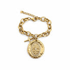 Sacred Coin Bracelet ατσάλινο βραχιόλι με κρεμαστό σταυρό και σφυρήλατο μοτίφ με ζιργκόν