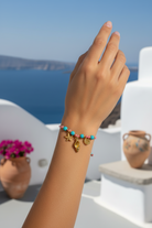 Μαρτάκι Aegean Charms με χαολίτη και ατσάλινα θαλασσινά στοιχεία σε κόκκινο-λευκό κορδόνι – So Cute by Dimi