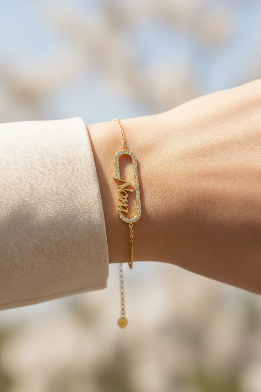 τσάλινο βραχιόλι Νονά με ζιργκόν Nora Godmother Bracelet So Cute by Dimi