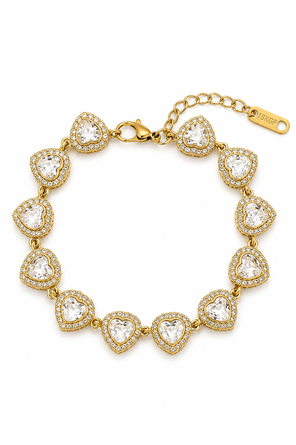 Vianne Hearts Bracelet ατσάλινο βραχιόλι με καρδιές και ζιργκόν σε χρυσό χρώμα από τη So Cute by Dimi.