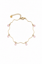 Wave Crystal Bracelet από ανοξείδωτο ατσάλι με κυματιστό σχέδιο και κρεμαστά κρύσταλλα σε μπλε, ροζ, aqua turquoise και crystal clear χρώματα | So Cute by Dimi