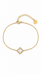 Βραχιόλι Clover Chic με μονό τετράφυλλο μοτίφ 11mm από ανοξείδωτο ατσάλι σε χρυσό ή ασημί φινίρισμα.