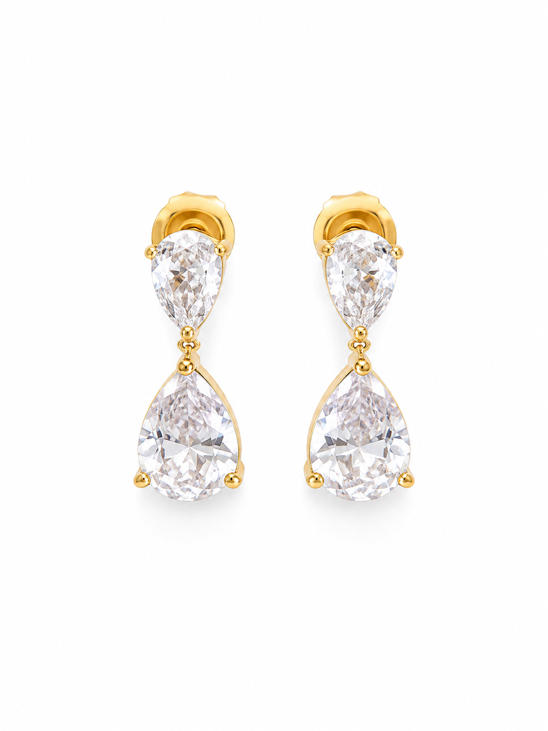 Noor Earrings ατσάλινα σκουλαρίκια με ζιργκόν σταγόνα σε χρυσό χρώμα | So Cute by Dimi