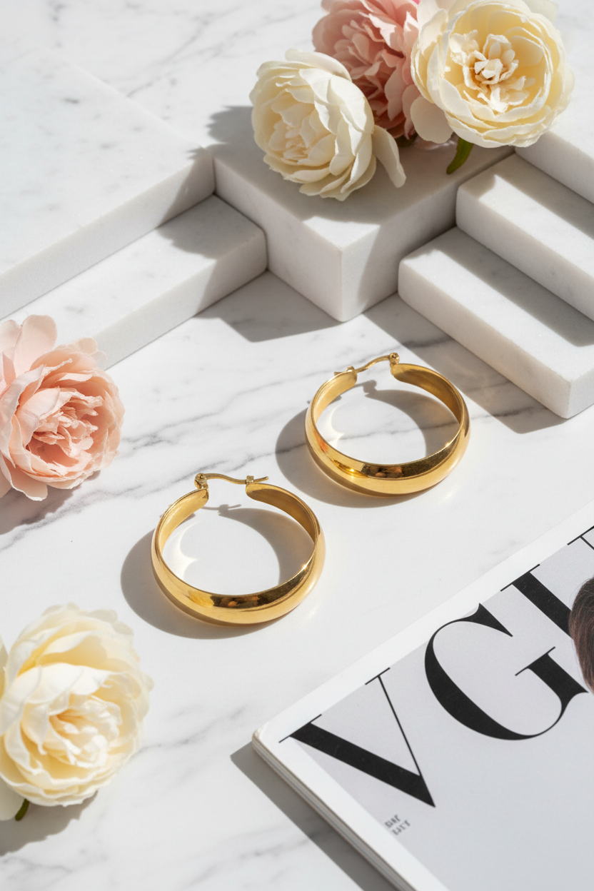 Essential Glow Hoops ατσάλινα σκουλαρίκια κρίκοι 4 cm σε χρυσό και ασημί φινίρισμα So Cute by Dimi