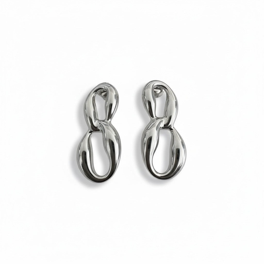 Modern Loop Drops ατσάλινα σκουλαρίκια 3 εκ με καμπύλο design So Cute by Dimi