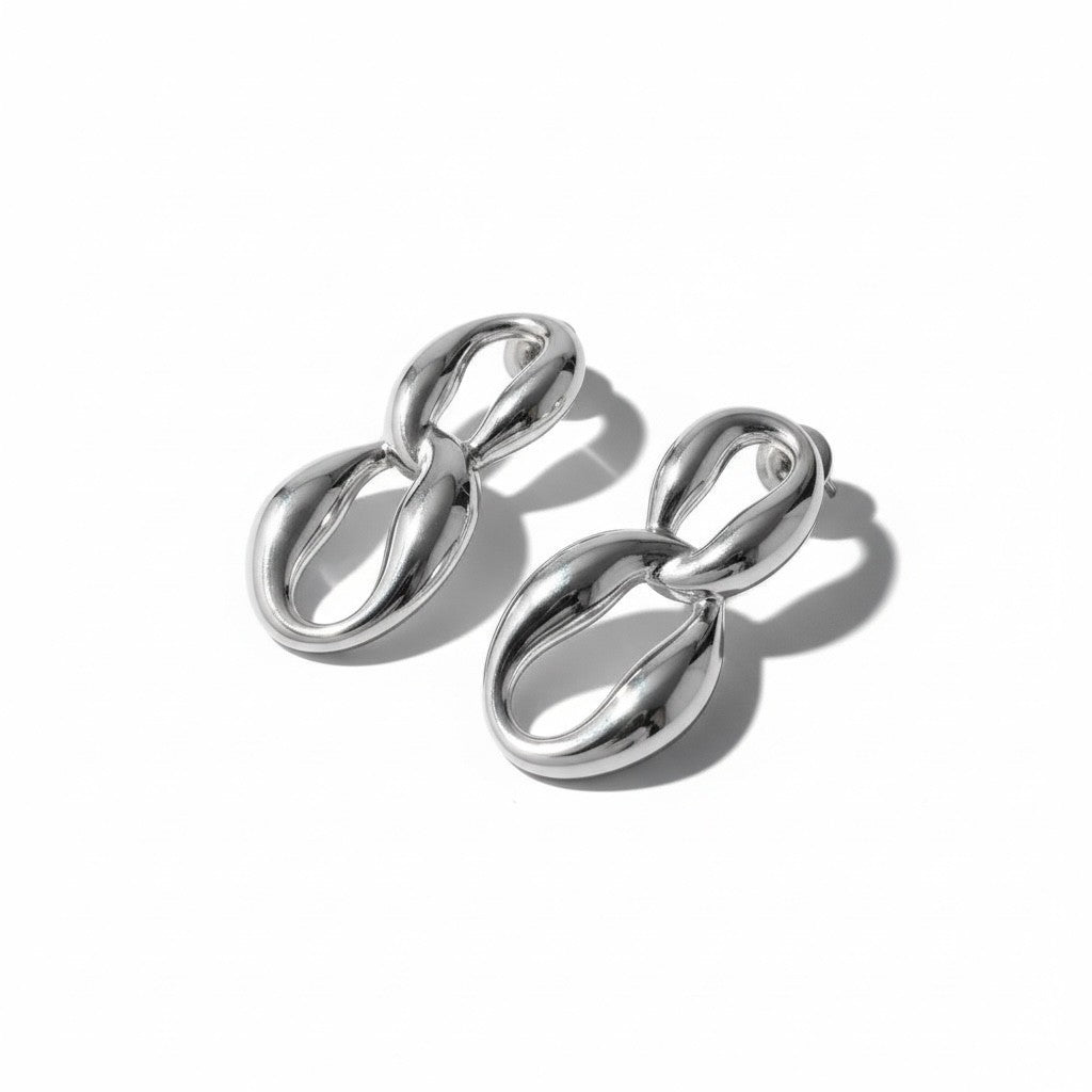 Modern Loop Drops ατσάλινα σκουλαρίκια 3 εκ με καμπύλο design So Cute by Dimi