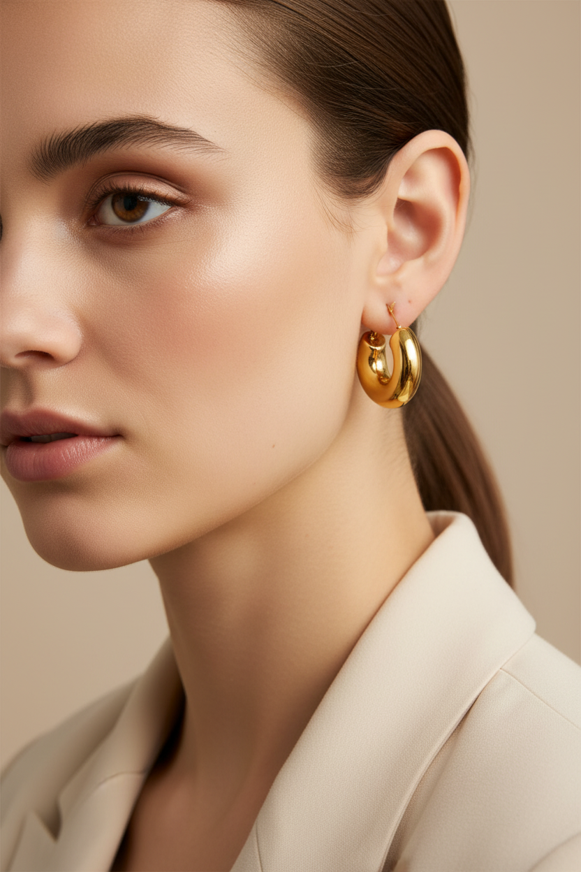  Bold Curve Hoops chunky σκουλαρίκια κρίκοι 25mm σε χρυσό  φινίρισμα