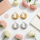 Bold Curve Hoops chunky σκουλαρίκια κρίκοι 25mm σε χρυσό και ασημί φινίρισμα