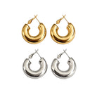 Bold Curve Hoops 30mm ατσάλινα σκουλαρίκια chunky κρίκοι με καμπύλη γραμμή σε χρυσό ή ασημί