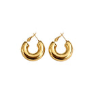 Bold Curve Hoops 30mm ατσάλινα σκουλαρίκια chunky κρίκοι με καμπύλη γραμμή σε χρυσό