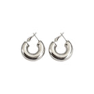 Bold Curve Hoops 30mm ατσάλινα σκουλαρίκια chunky κρίκοι με καμπύλη γραμμή σε ασημί