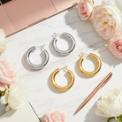 Bold Curve Hoops 40mm slim ατσάλινα σκουλαρίκια σε χρυσό και ασημί με καμπυλωτό design