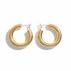 Bold Curve Hoops 40mm slim ατσάλινα σκουλαρίκια σε χρυσό με καμπυλωτό design