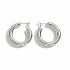 Bold Curve Hoops 40mm slim ατσάλινα σκουλαρίκια σε  ασημί με καμπυλωτό design
