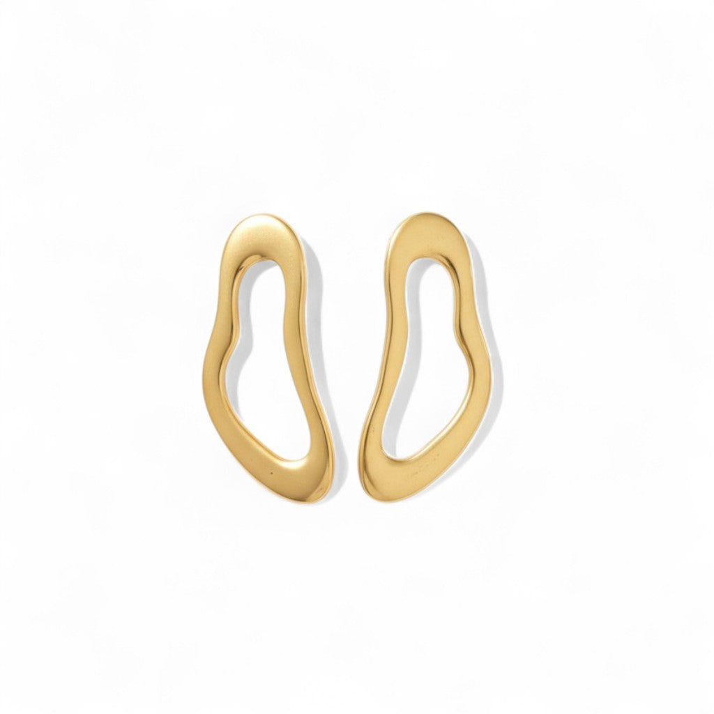 Ατσάλινα abstract σκουλαρίκια σε χρυσό και ασημί – Liquid Flow Earrings