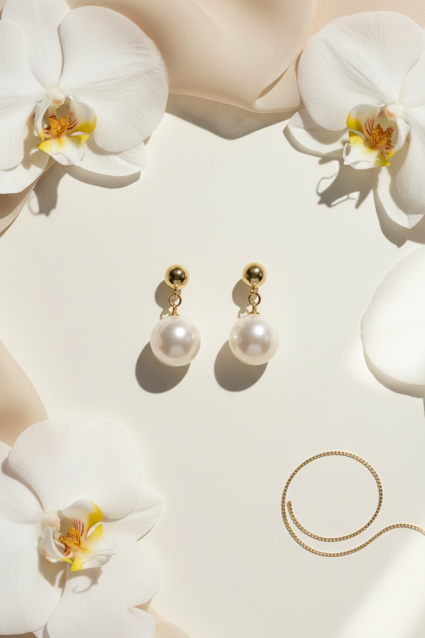 Ατσάλινα mini σκουλαρίκια με πέρλα Éclat Pearl Mini Earrings So Cute by Dimi
