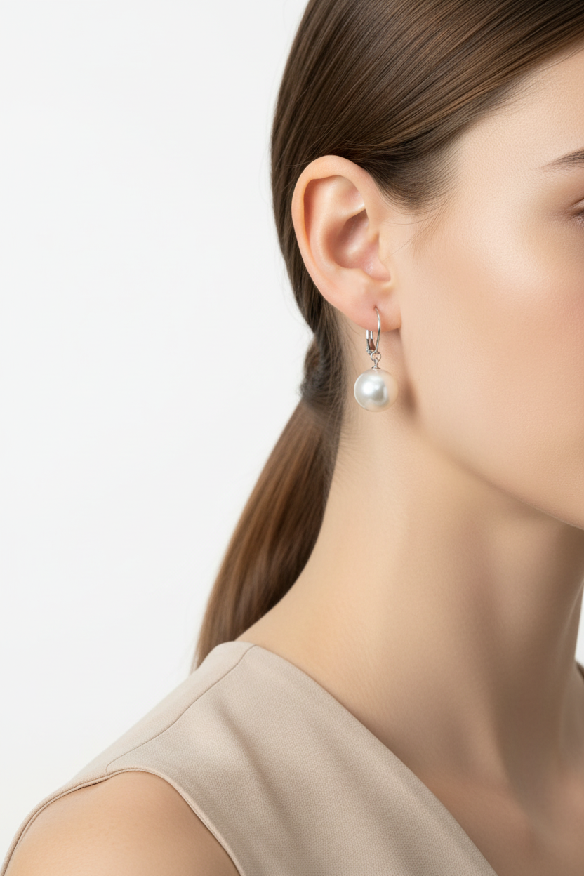Lumi Pearl Drop Earrings από ανοξείδωτο ατσάλι σε  ασημί τόνο με λευκή πέρλα | So Cute by Dimi