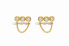 Trinity Chain Earrings ατσάλινα σκουλαρίκια με ζιργκόν και αλυσίδα σε χρυσό  – So Cute by Dimi
