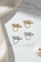 Trinity Chain Earrings ατσάλινα σκουλαρίκια με ζιργκόν και αλυσίδα σε χρυσό και ασημί – So Cute by Dimi