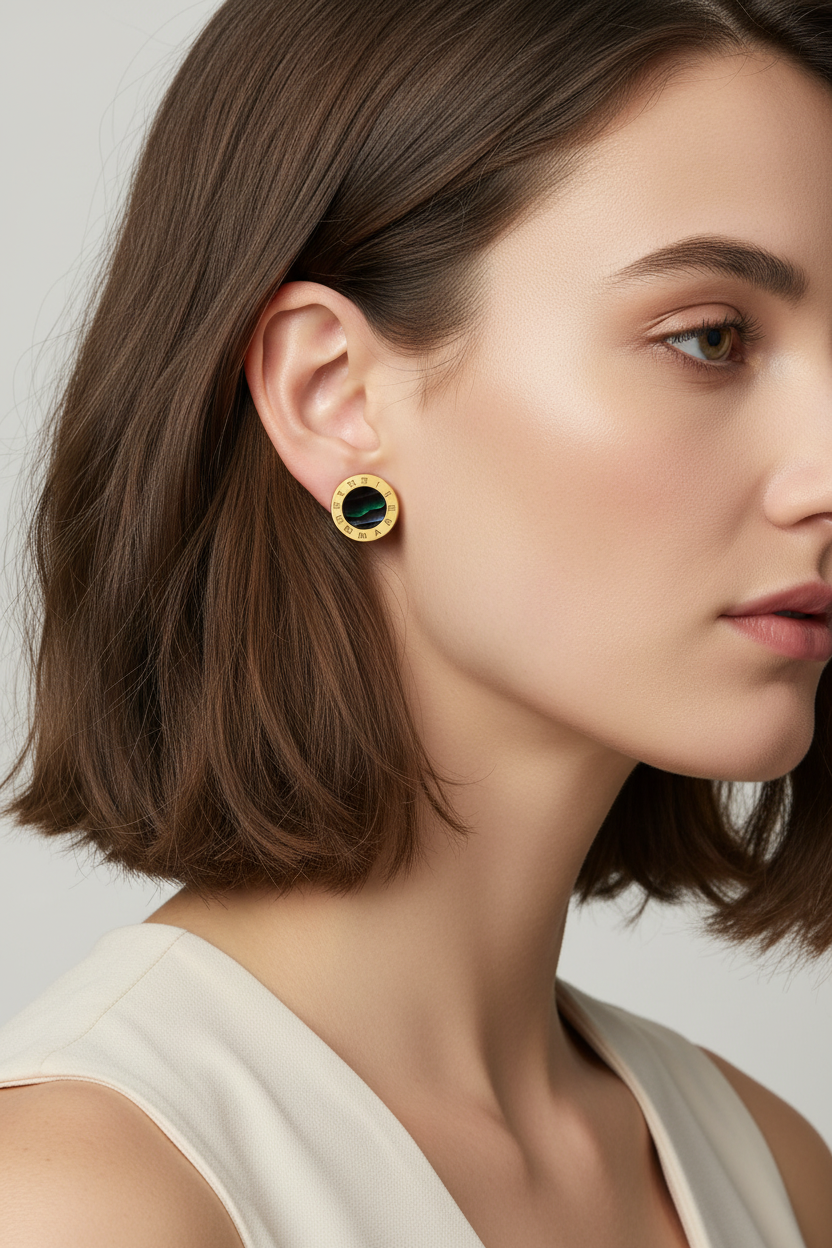 Numeral Pearl Stud Earrings ατσάλινα στρογγυλά σκουλαρίκια με φίλντισι και λατινικούς αριθμούς σε χρυσό ή ασημί – So Cute by Dimi