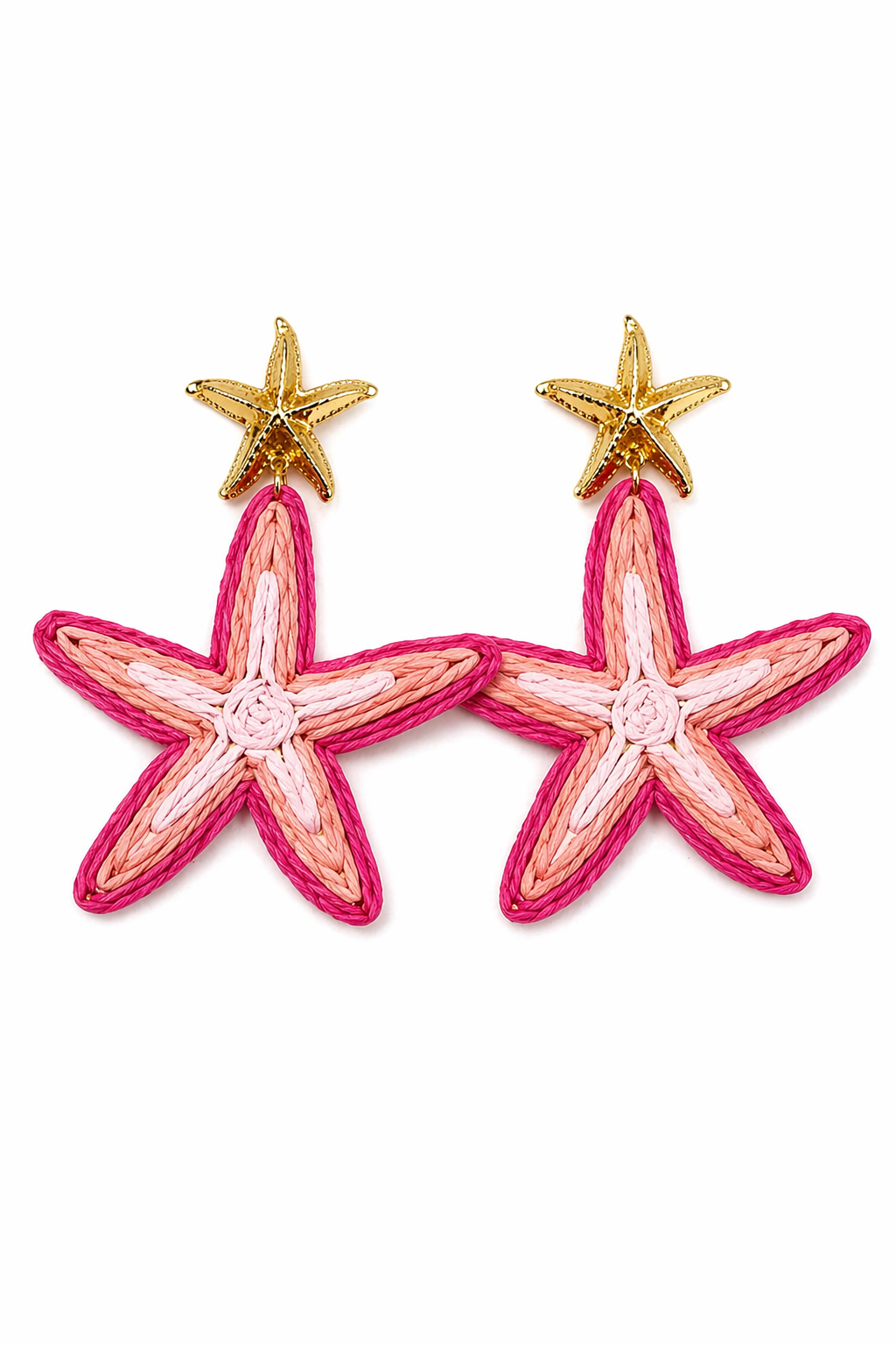 ροζ σκουλαρίκια αστερίας Starwave Statement Earrings σε λευκό φόντο So Cute by Dimi