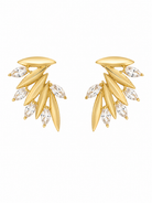 Valencia Leaf Crystal Earrings ατσάλινα χρυσά σκουλαρίκια με leaf design και marquise ζιργκόν σε elegant luxury αισθητική