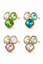 Sugar Gem Earrings χρυσά ατσάλινα σκουλαρίκια με πολύχρωμα κρύσταλλα από τη So Cute by Dimi